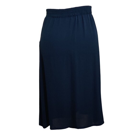 Emi & Joe L Navy Blue Midi Skirt Pockets Button Detail Flowy Boho Chic Preppy - Picture 4 of 9